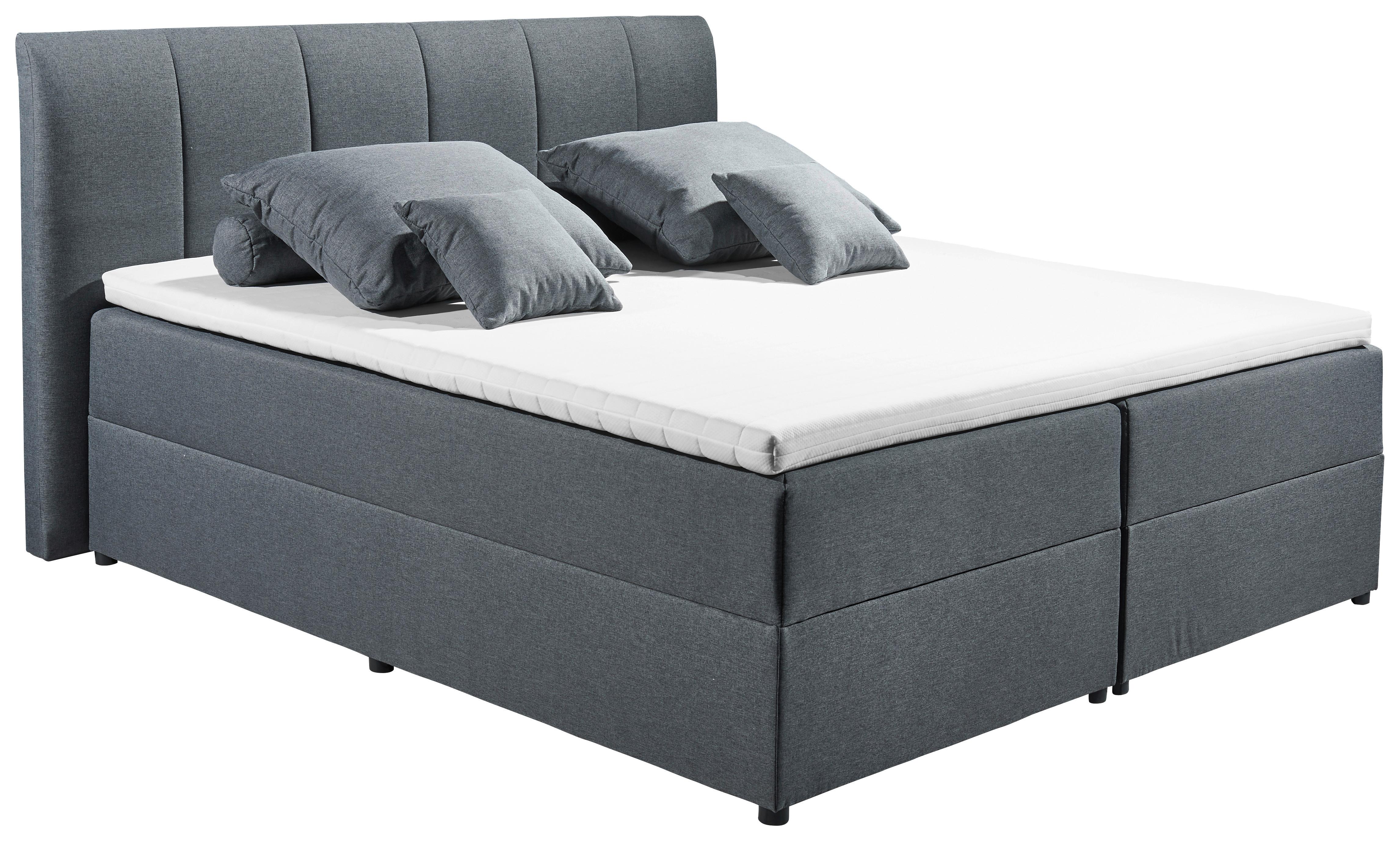 Boxspringbett Granada ca. 180x200 cm Anthrazit - Anthrazit/Schwarz, Basics, Kunststoff/Textil (180/200cm) - MID.YOU