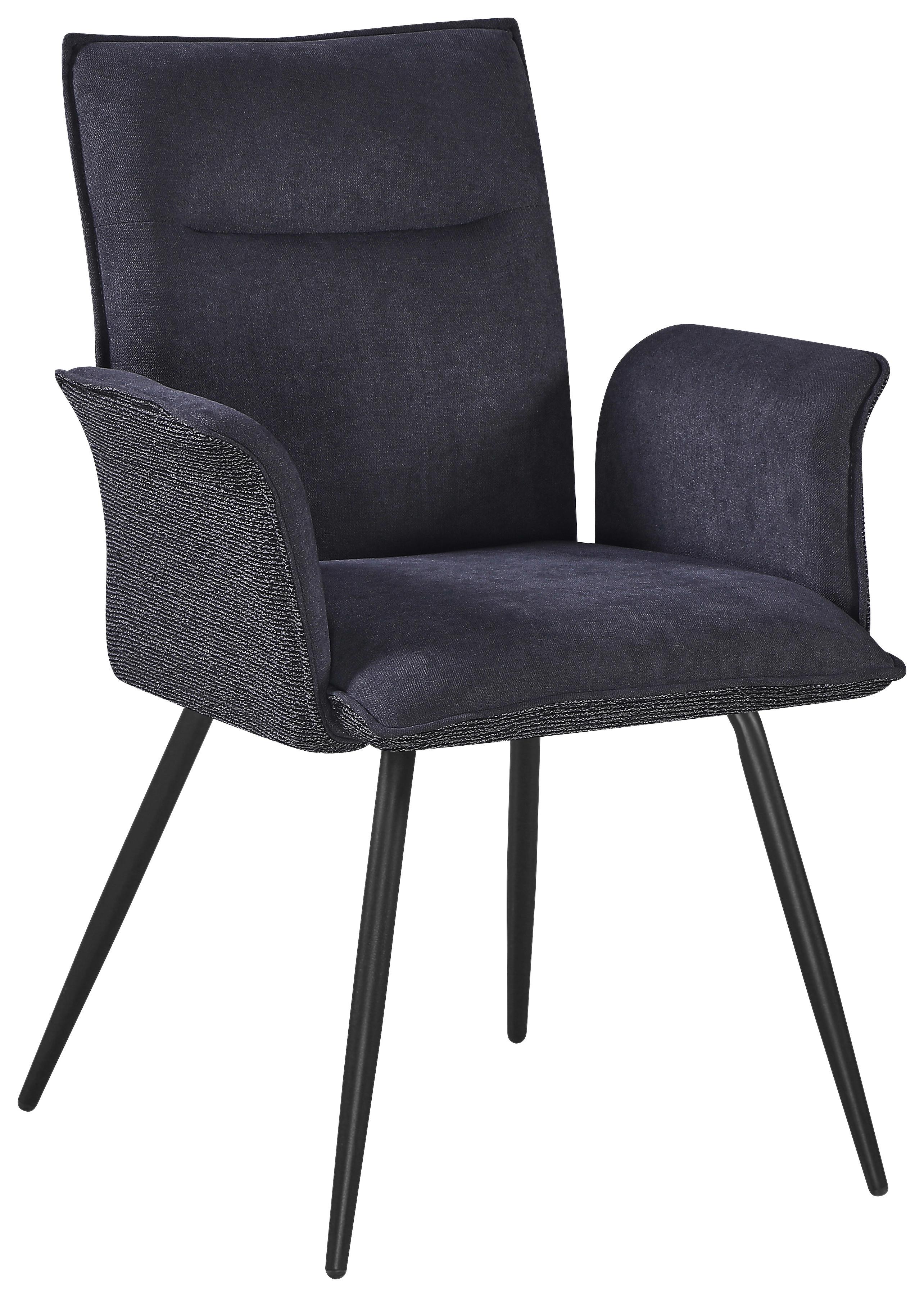 Armlehnstuhl Nova Grau - Schwarz/Grau, MODERN, Textil/Metall (63/88/63cm) - Premium Living