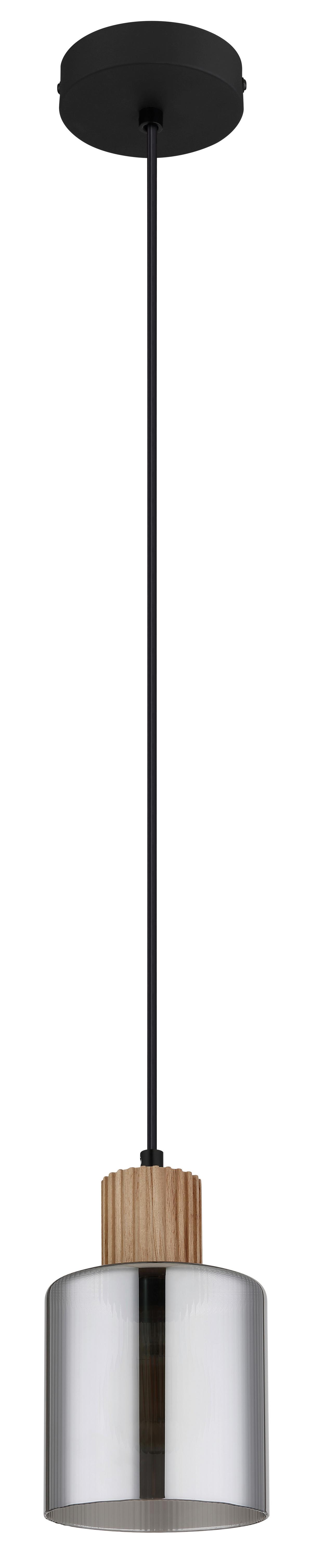 HÄNGELEUCHTE 15768 - Dunkelbraun/Schwarz, Natur, Glas/Holz (12/120cm) - Globo