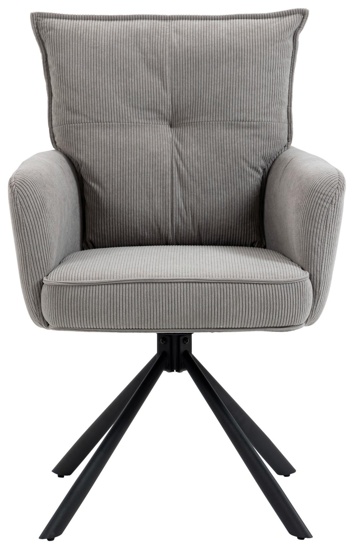 KRZESŁO Z PODŁOKIETNIKAMI POINT - czarny/taupe, Design, metal/tkanina (60/95/67cm) - Novel