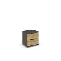 Nočna Omarica Endora, Barva Hrasta, Barva Grafita - barve hrasta/barve aluminija, Konvencionalno, kovina/leseni material (50/52/42cm) - Xora