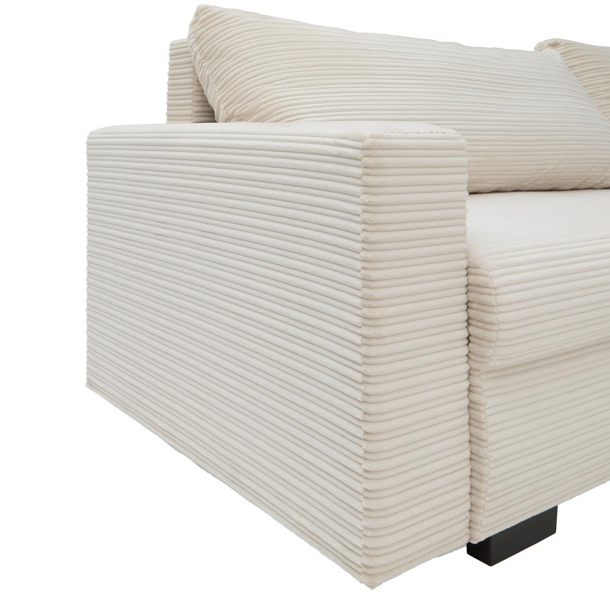 Ecksofa Geneve Cord Beige - Beige/Schwarz, KONVENTIONELL, Kunststoff/Textil (225/86/167cm) - Mömax