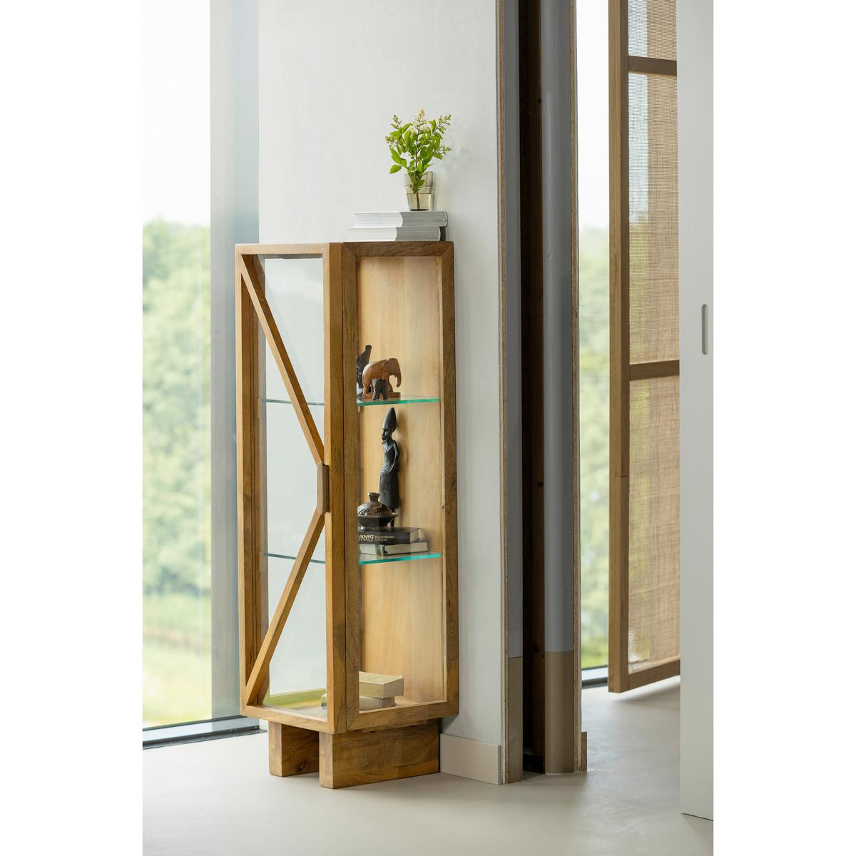 Vitrine Kella Naturfarben B: 40 cm - Naturfarben, Design, Glas/Holz (40/137/39cm) - Livetastic