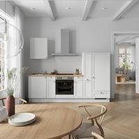 Küchenleerblock Frame Low o. Geräte Weiß - Edelstahlfarben/Eichefarben, MODERN, Holzwerkstoff/Metall (270cm) - Nobilia
