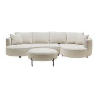 Wohnlandschaft Nilas Creme Webstoff - Weiss/Greige, Modern, Holz/Textil (335/65/154cm) - Bessagi Home