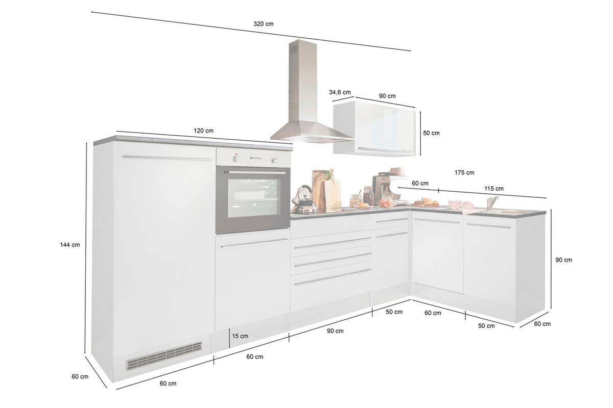 Eckküche Jazz mit Geräten ca.320x175 cm Schwarz - Eichefarben/Schwarz, Basics, Holzwerkstoff/Kunststoff (320/175cm) - P & B