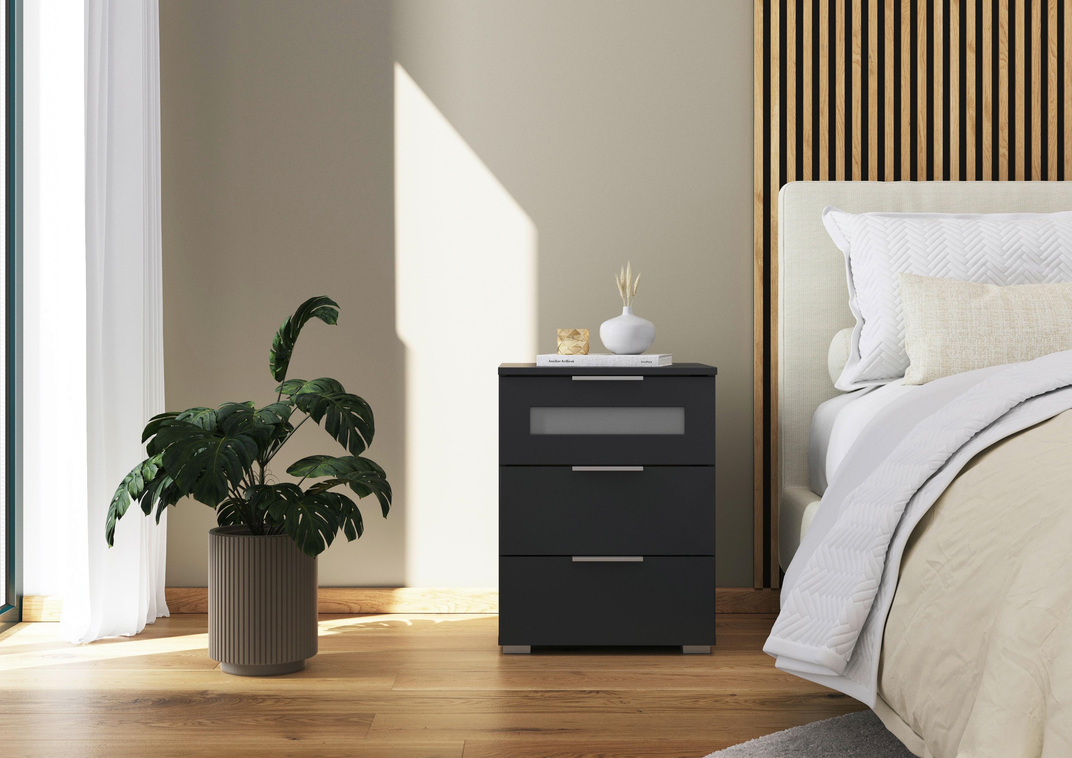 Noćni Ormarić Mars - siva/prozirno, Konvencionalno, staklo/drvni materijal (47/62/42cm) - Modern Living