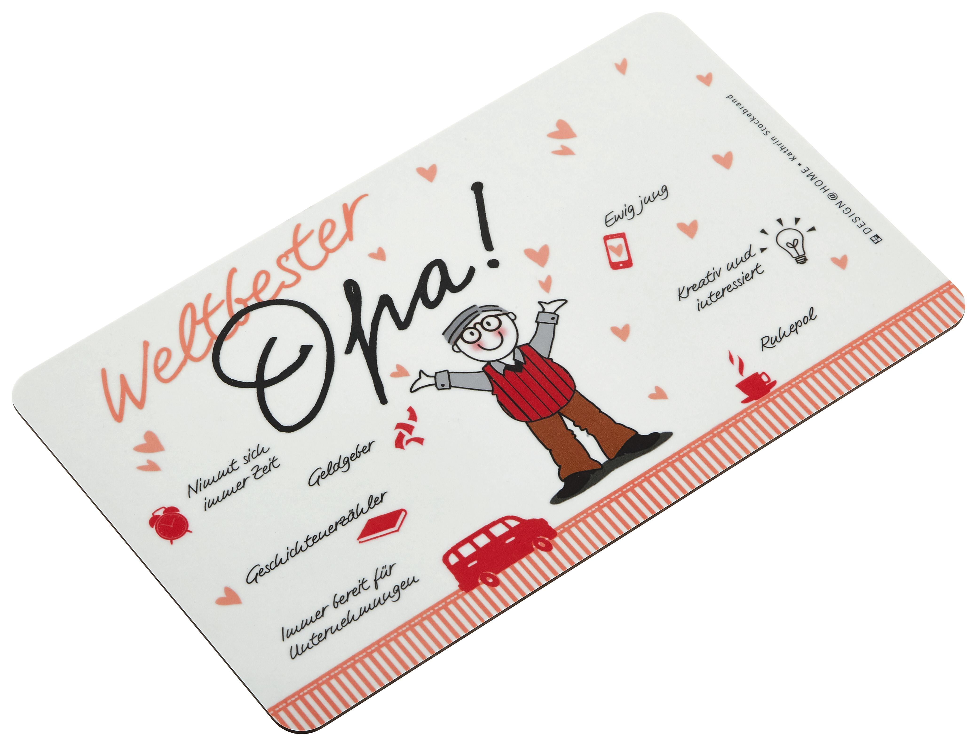 Schneidebrett Weltbester Opa in Weiß - Orange/Weiß, KONVENTIONELL, Kunststoff (23,5/14,3/1,5cm)