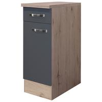 Kuhinjska Spodnja Omarica Shadow, Siva, Barva Hrasta - barve nerjavečega jekla/temno siva, Moderno, kovina/leseni material (30/85/60cm)