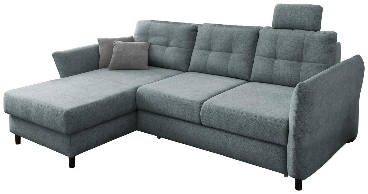 Wohnlandschaft Brizzini Mintgrau Chenille - Mintgrau/Blau, MODERN, Holz/Textil (176/250-280cm) - Livetastic
