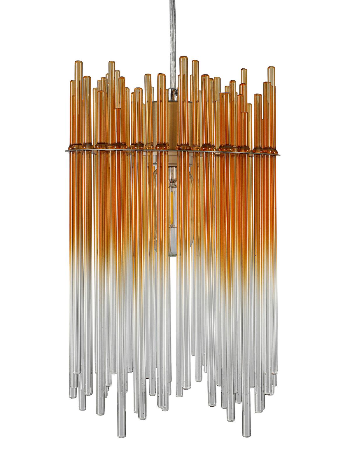 Hängeleuchte Stab Transparent/Bernstein max. 40W - Champagner/Transparent, MODERN, Glas/Kunststoff (81/20/150cm)