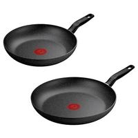 Pfannenset Tefal Dark Essential Schwarz, 2-tlg. - Schwarz, KONVENTIONELL, Metall (30,5/27,5/49,5cm) - Tefal