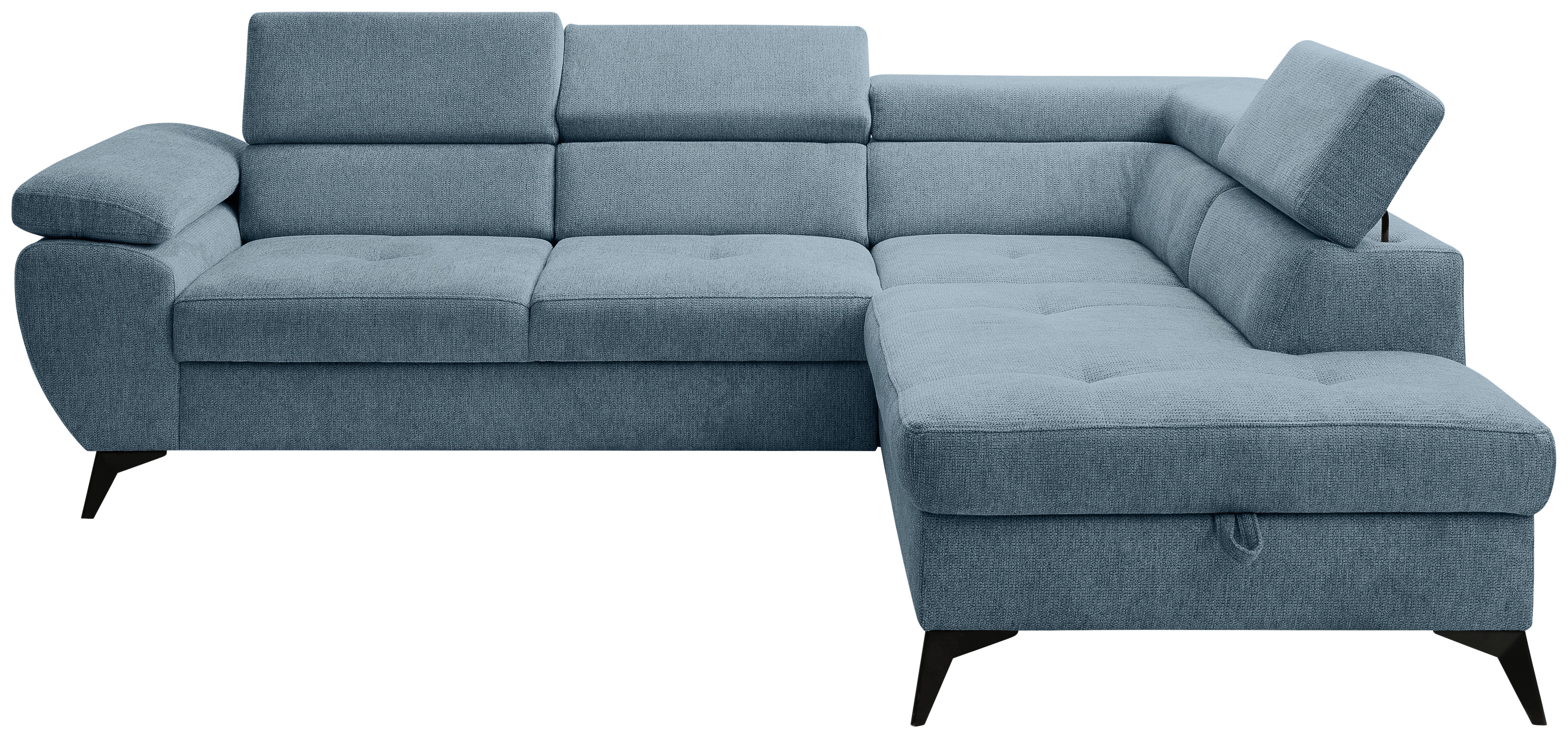 Kutna Garnitura Floris - plava/crna, Moderno, tekstil/metal (256/75-90/200cm) - Modern Living