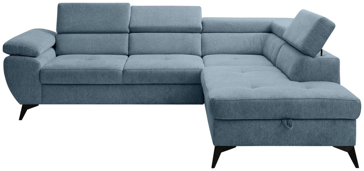 Kutna Garnitura Floris - plava/crna, Moderno, tekstil/metal (256/75-90/200cm) - Modern Living