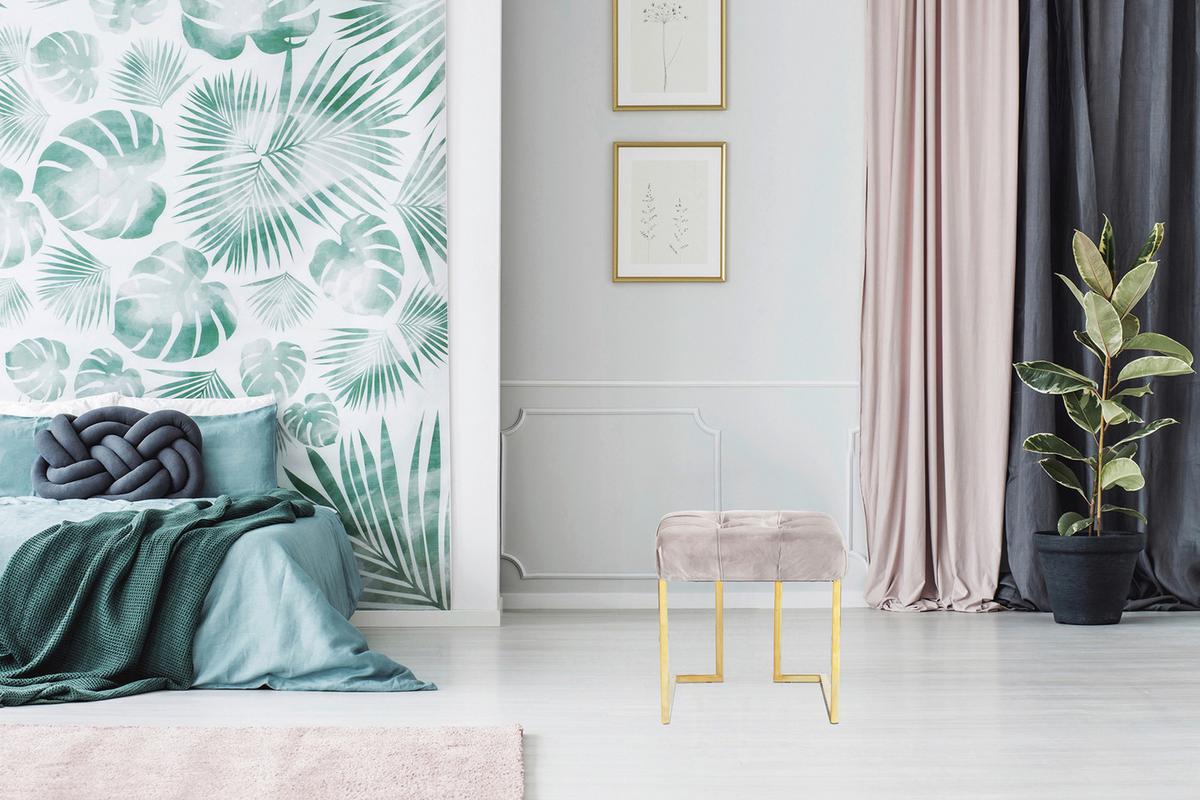 Hocker Rare Taupe Samt - Taupe/Goldfarben, Design, Textil/Metall (48/48/48cm) - Kayoom