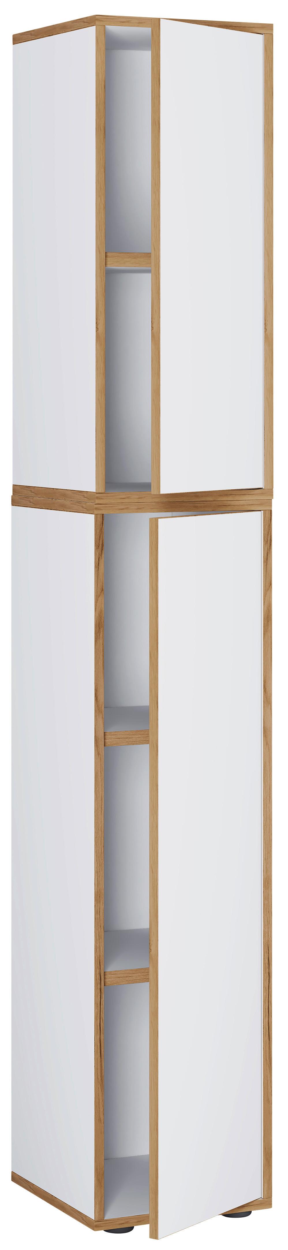 Aktenschrank Weiss/honigeiche - Honigeiche/Weiss, Design, Holzwerkstoff (30/183/33cm) - P & B