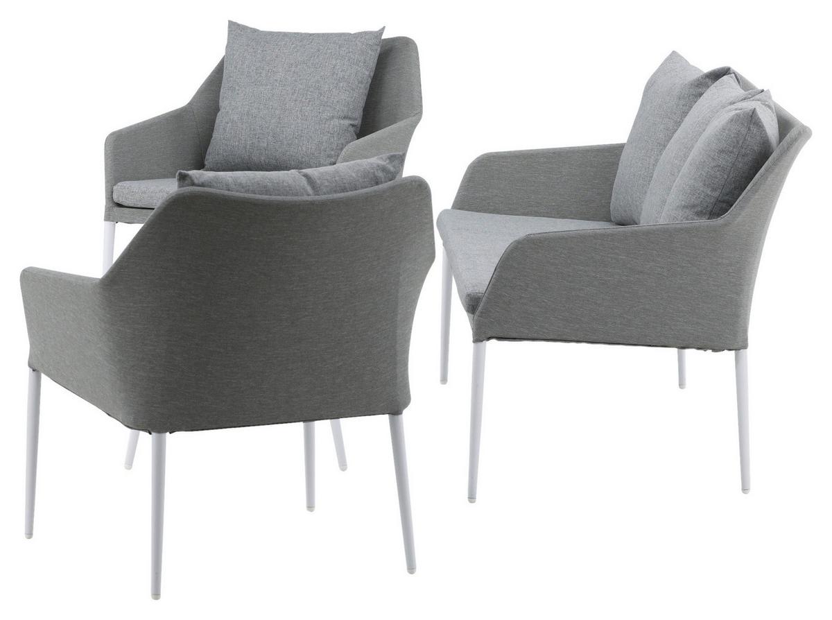 LOUNGEGARNITUR SPOGA - Weiß/Grau, KONVENTIONELL, Glas/Textil - Gardenson