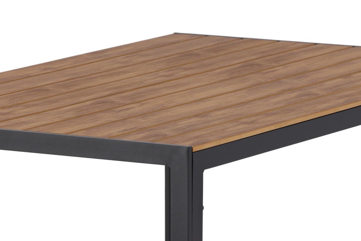 Gartentisch Break ca. 150x90 cm Natur - Schwarz/Naturfarben, KONVENTIONELL, Kunststoff/Metall (150/90/75cm) - Gardenson