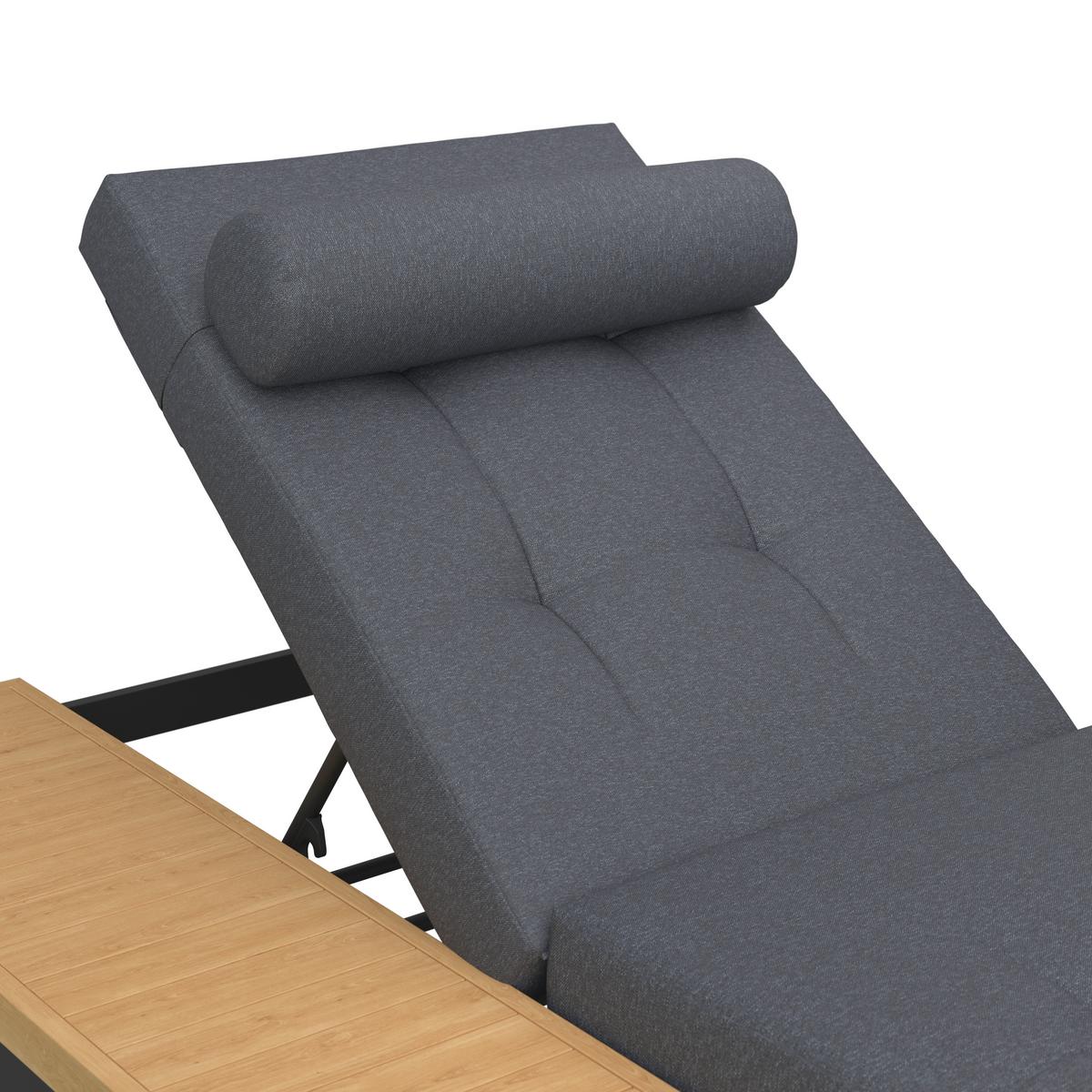 Șezlong Avolina - negru/gri, Modern, plastic/metal (199/86/40cm) - Bessagi Garden