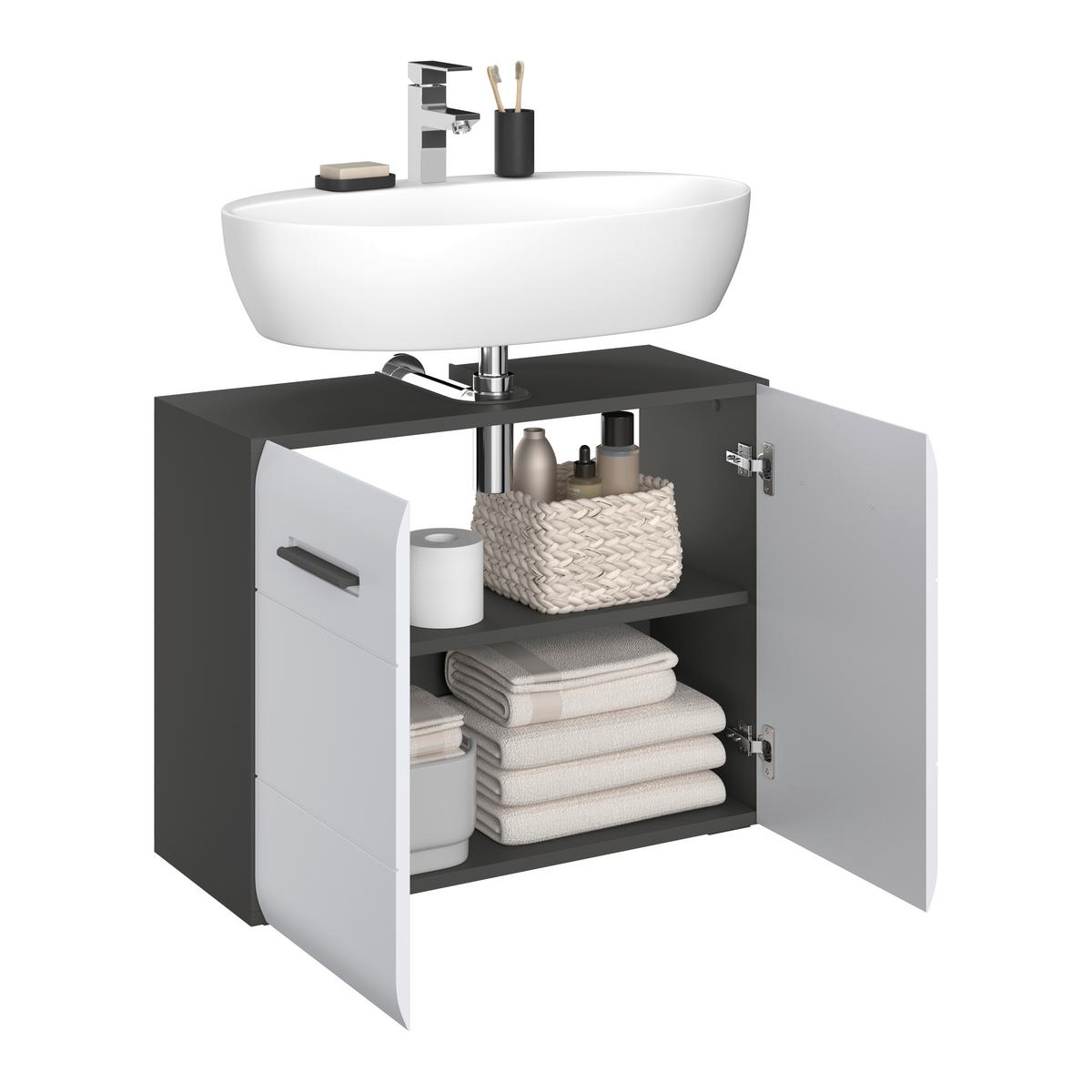 Element Ispod Umivaonika Pearl New - bijela/antracit, Konvencionalno, drvni materijal/plastika (70/55,5/29,6cm)