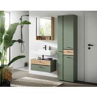 Badezimmer AQUA Grün, Eichefarben 3-teilig - Eichefarben/Schwarz, Trend, Glas/Holzwerkstoff (126cm) - MID.YOU