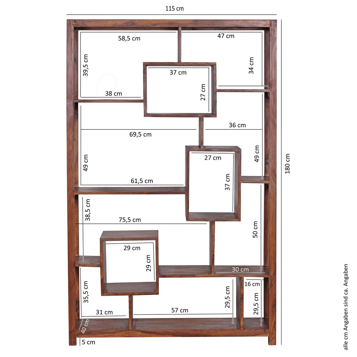 Predelna Stena Mumbai, Pravi Les - barve indijskega rožnega lesa, Design, les (115/180/40cm) - MID.YOU