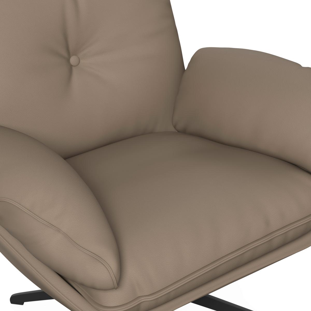 Sessel Andrea Lederlook Braun - Hellbraun/Schwarz, MODERN, Holz/Textil (82/105/80cm) - Bessagi Home