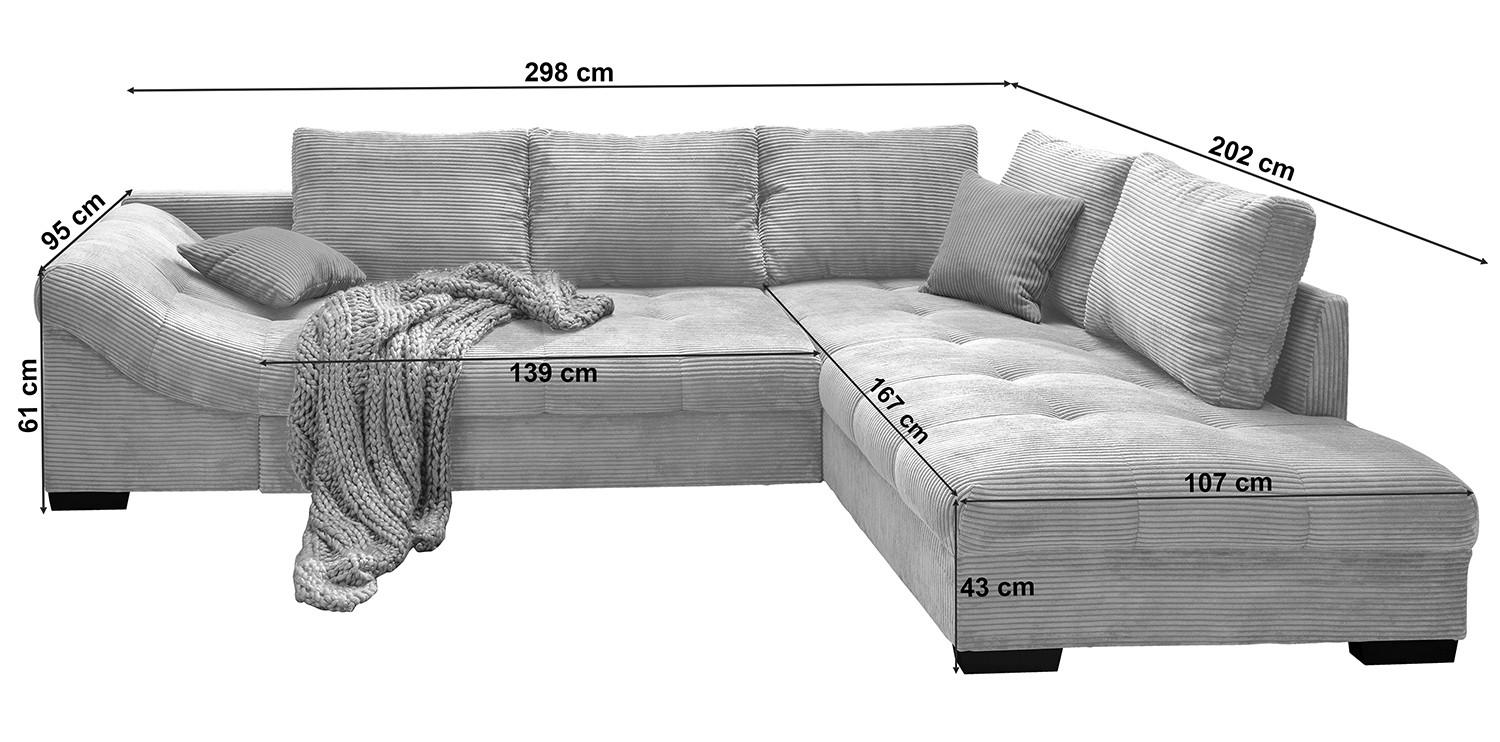 HÖRNSOFFA ALVITO - silver/grå, Design, trä/textil (298/202cm) - P & B