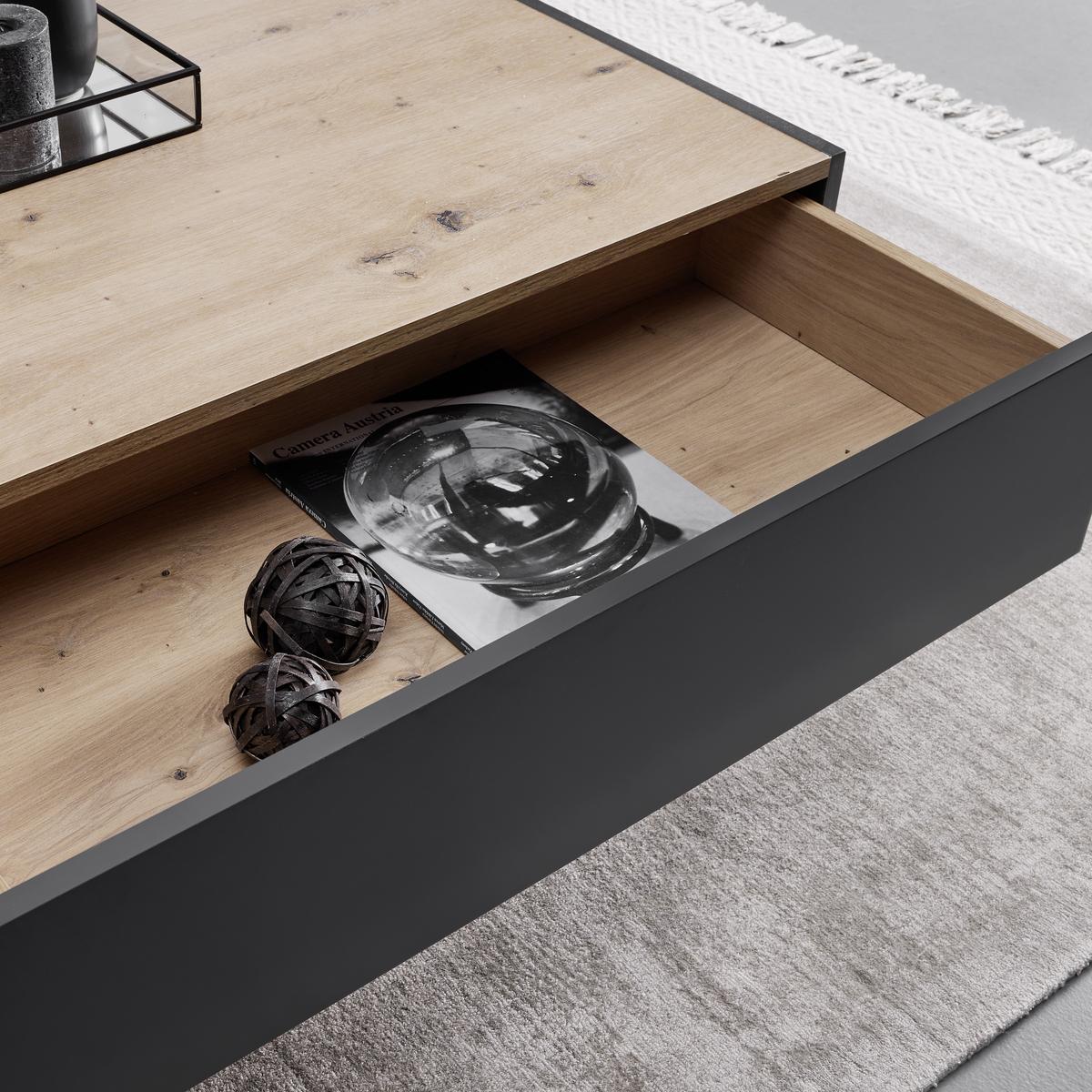 Couchtisch Holz, quadratisch, "Fosco", Eiche - Eichefarben/Grau, Modern, Holz (80/80/38cm) - Bessagi Home