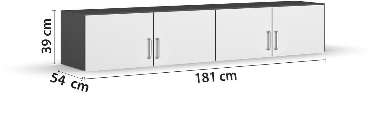 Aufsatzschrank Aalen-Extra Weiss - Weiss/Alufarben, Holzwerkstoff/Kunststoff (181/39/54cm) - Mömax