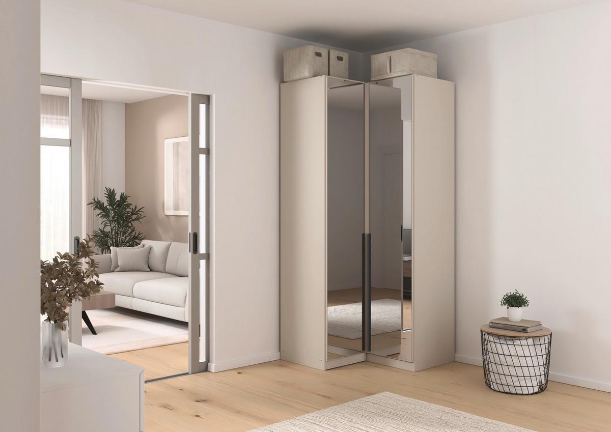 Drehtürenschrank Alabama Champagner - Champagner/Grau, MODERN, Glas/Holzwerkstoff (100/229/102cm) - Rauch Möbel