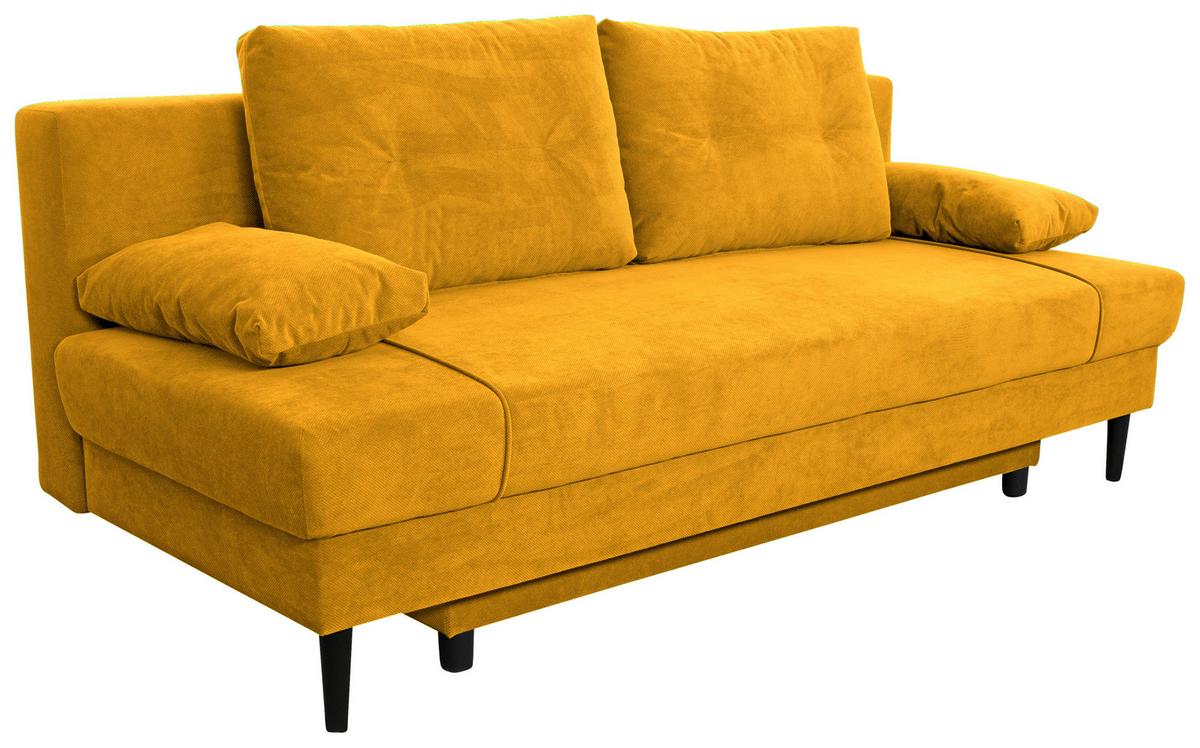 SOFA Z FUNKCJĄ SPANIA RITA - czarny/żółty, Konventionell, tworzywo sztuczne/tkanina (199/88/88cm) - Carryhome