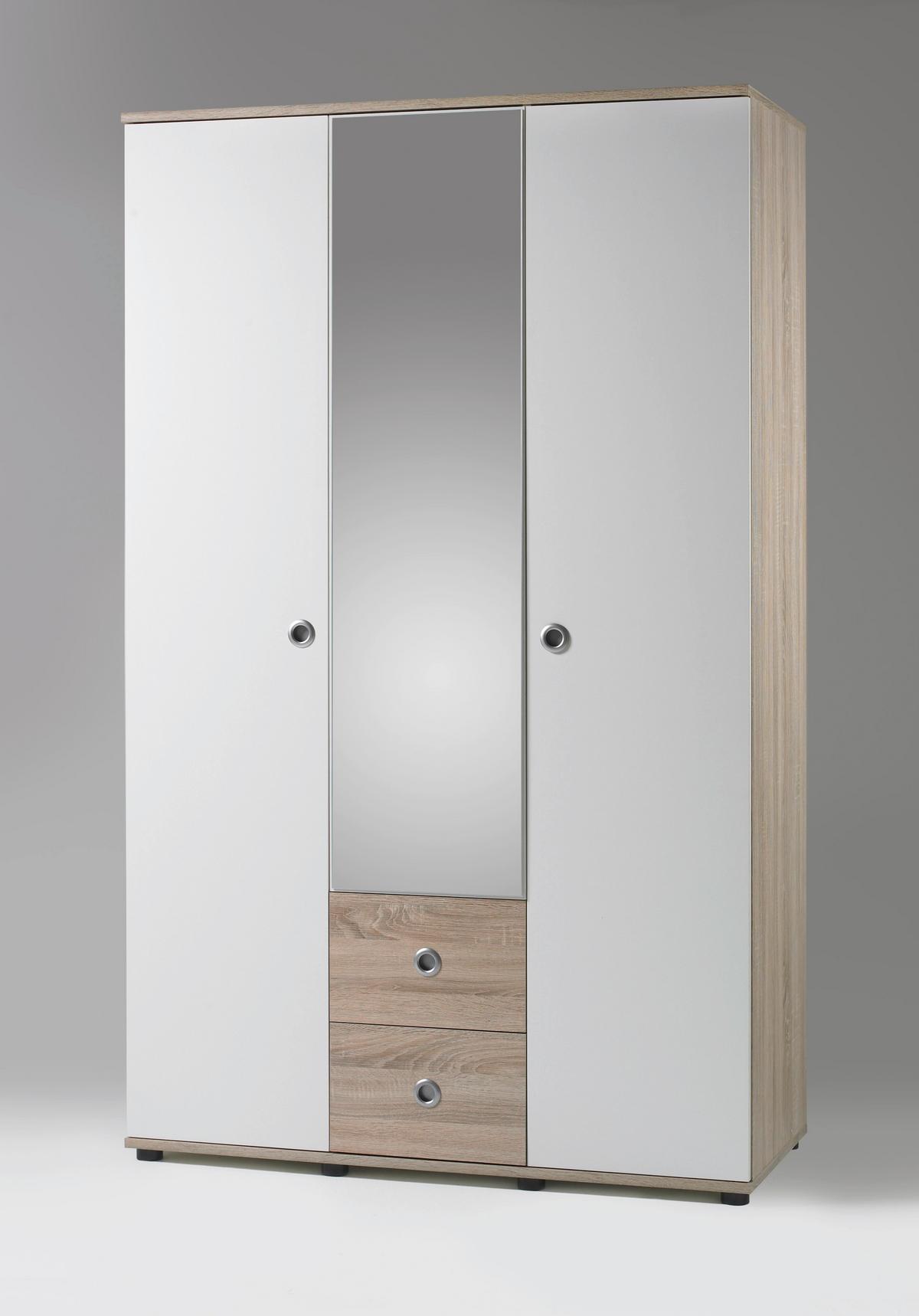 Kombinirana Omara Wiki, Bela, Barva Hrasta - bela/barve aluminija, Konvencionalno, umetna masa/steklo (115/190/52cm)