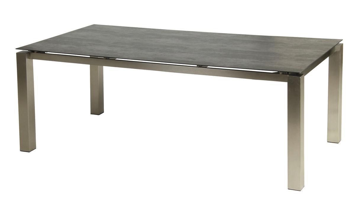 Gartengarnitur Auris 7-tlg. Grau/Edelstahlfarben - Edelstahlfarben/Grau, Basics, Keramik/Kunststoff (200/75/100cm) - Acamp