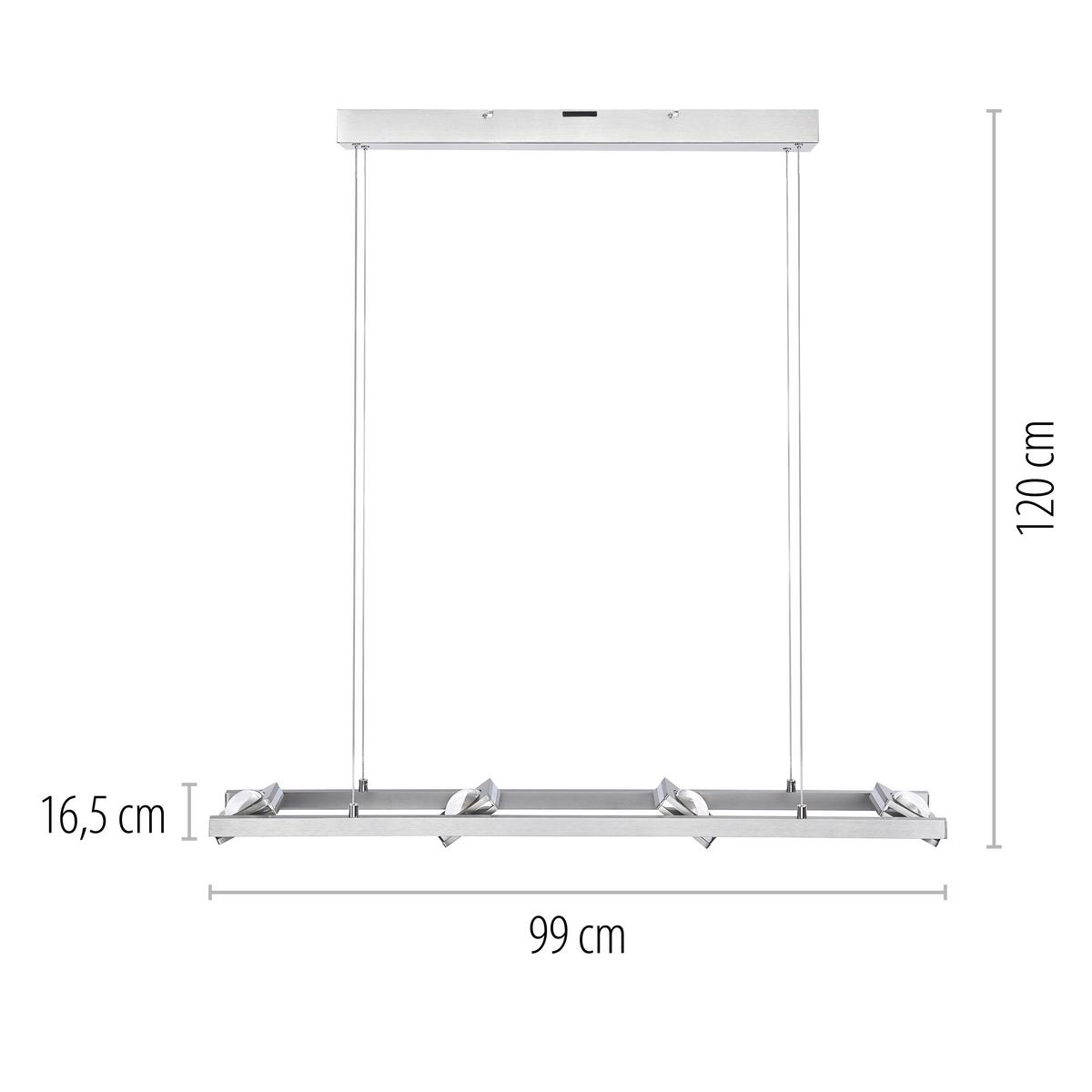 LAMPA WISZĄCA LED 2460-55 Q-FISHEYE - kolor stalowy, Design, tworzywo sztuczne/metal (99/16,5/120cm) - Just Light