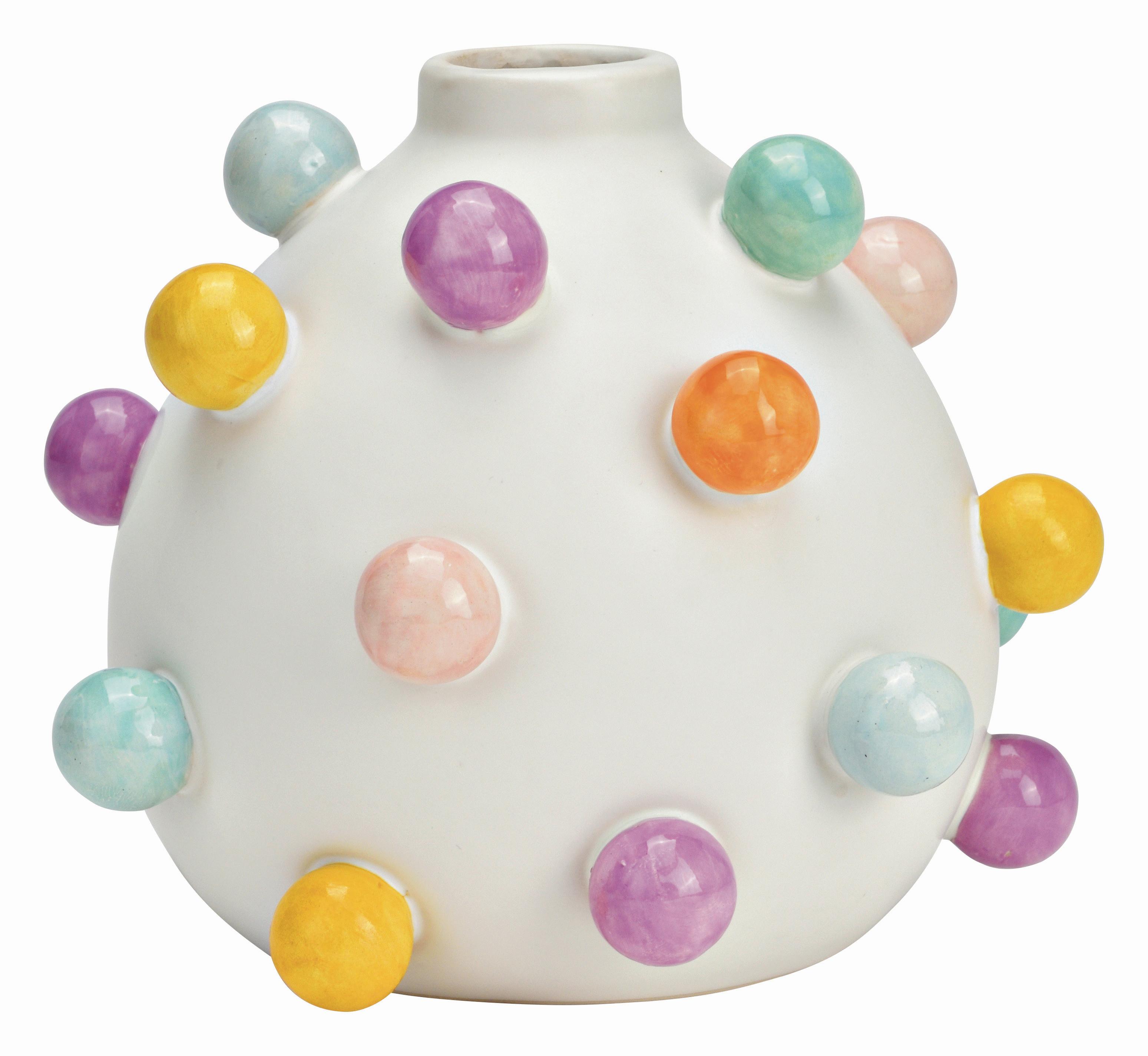 Vase mit Kugeln aus Keramik Weiß/Multicolor - Weiß, Basics, Keramik (17/15/17cm)