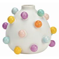 Vase mit Kugeln aus Keramik Weiß/Multicolor - Weiß, Basics, Keramik (17/15/17cm)