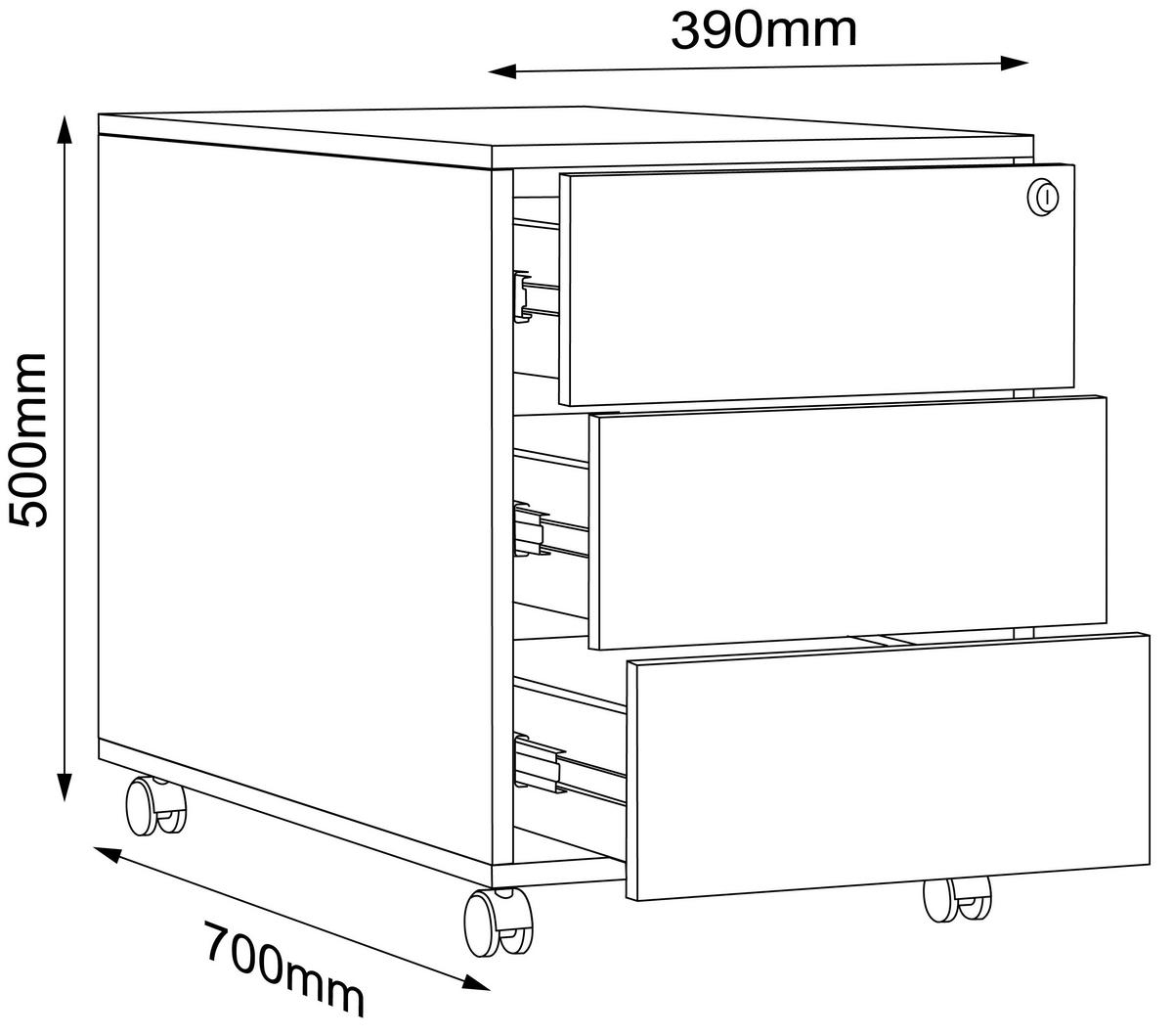 ROLLCONTAINER SALIA T70 - Honigeiche/Anthrazit, Design, Holzwerkstoff/Kunststoff (42/50/70cm) - MID.YOU