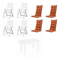 GARTENTISCHGRUPPE TAMPA+FARO+AUFLAGEN - Terracotta/Weiß, MODERN, Kunststoff/Textil (90/111/140cm) - Gardenson