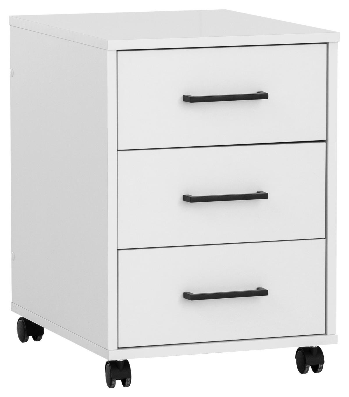 Rollcontainer Ruby Weiß matt - Schwarz/Weiß, MODERN, Holzwerkstoff/Kunststoff (40,1/57/50cm) - MID.YOU