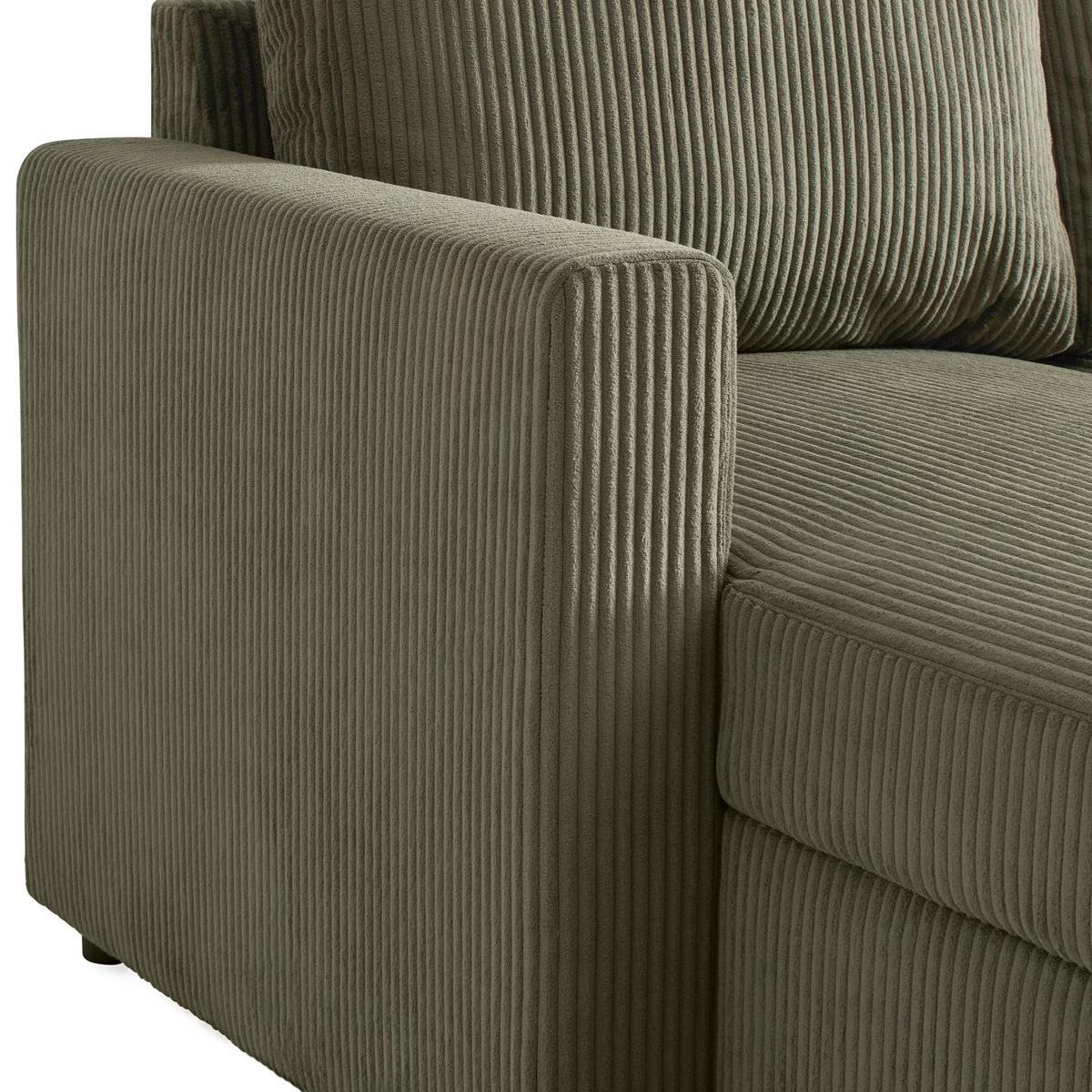Wohnlandschaft Martina Acv Rechts Kaki - Schwarz/Grün, MODERN, Holz/Holzwerkstoff (146/276/204cm) - Mömax