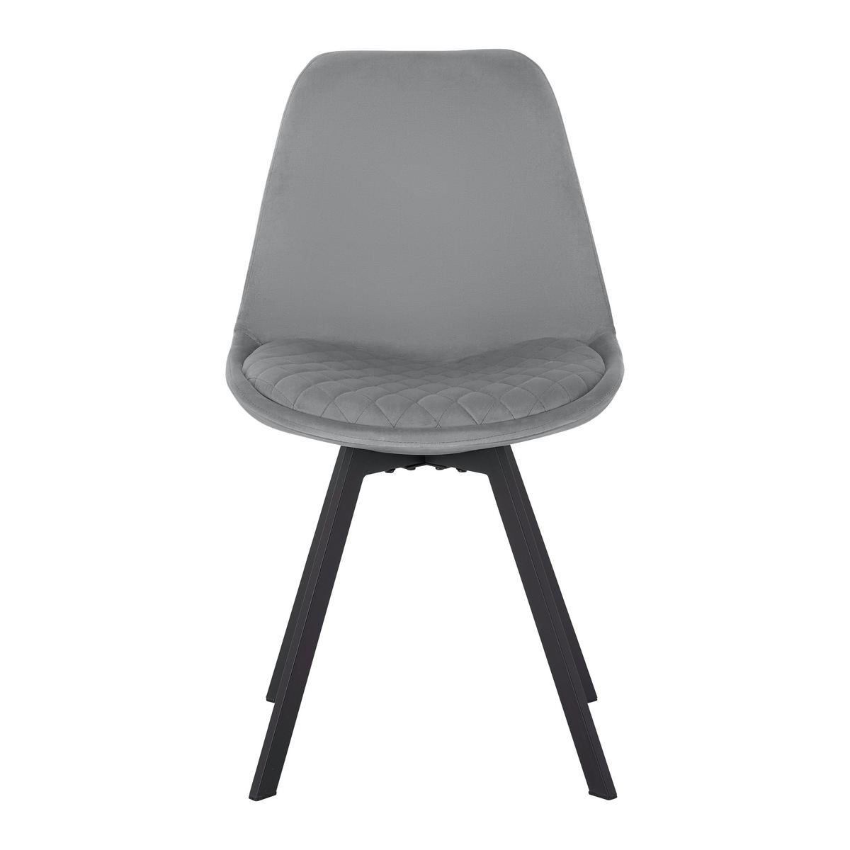 Stuhl Mia Grau Samtbezug Gepolstert - Schwarz/Grau, MODERN, Holz/Textil (49/83/53cm) - Bessagi Home