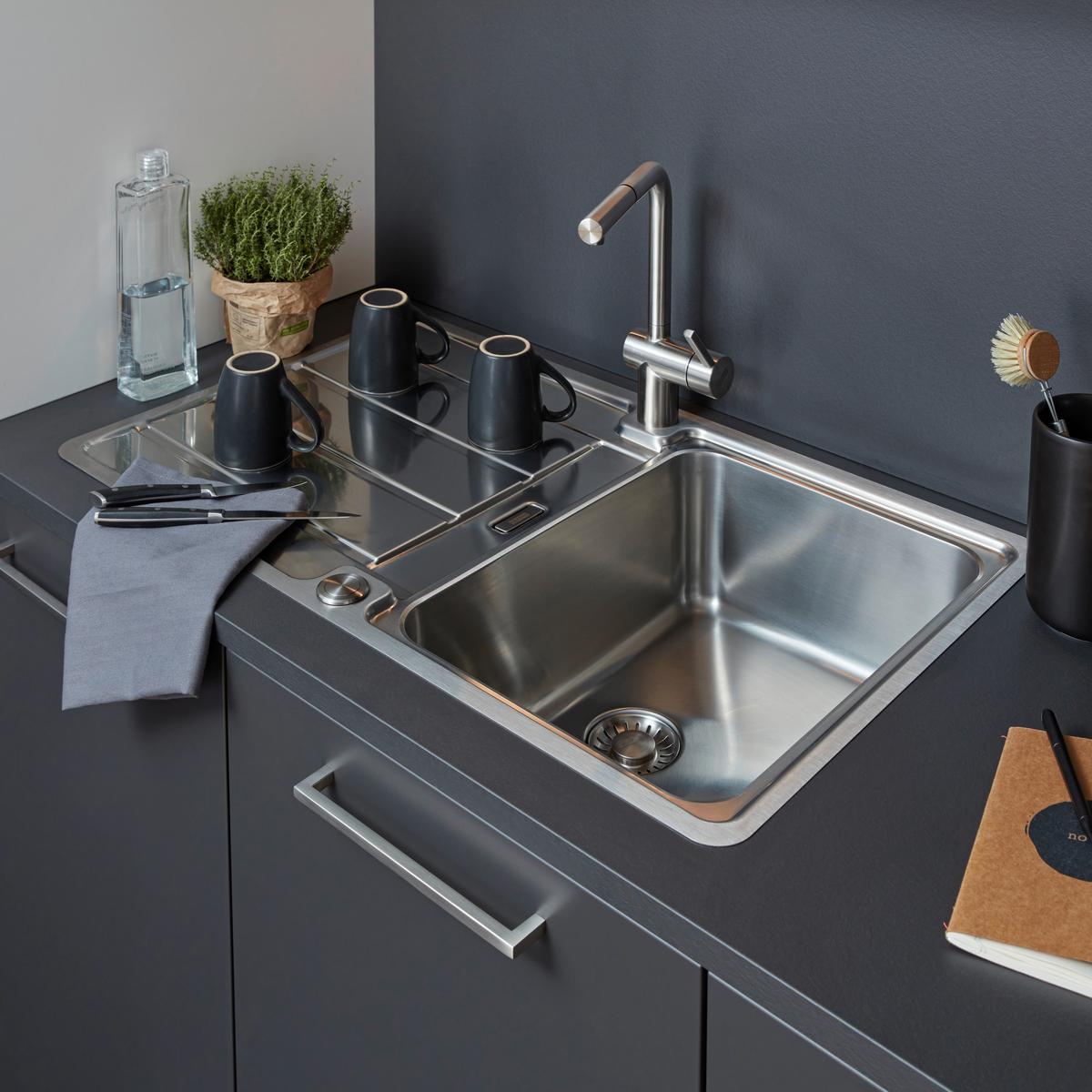 Eckküche Softlack Graphit - Graphitfarben/Weiß, MODERN, Holzwerkstoff/Metall (200/335cm) - Nolte Küchen