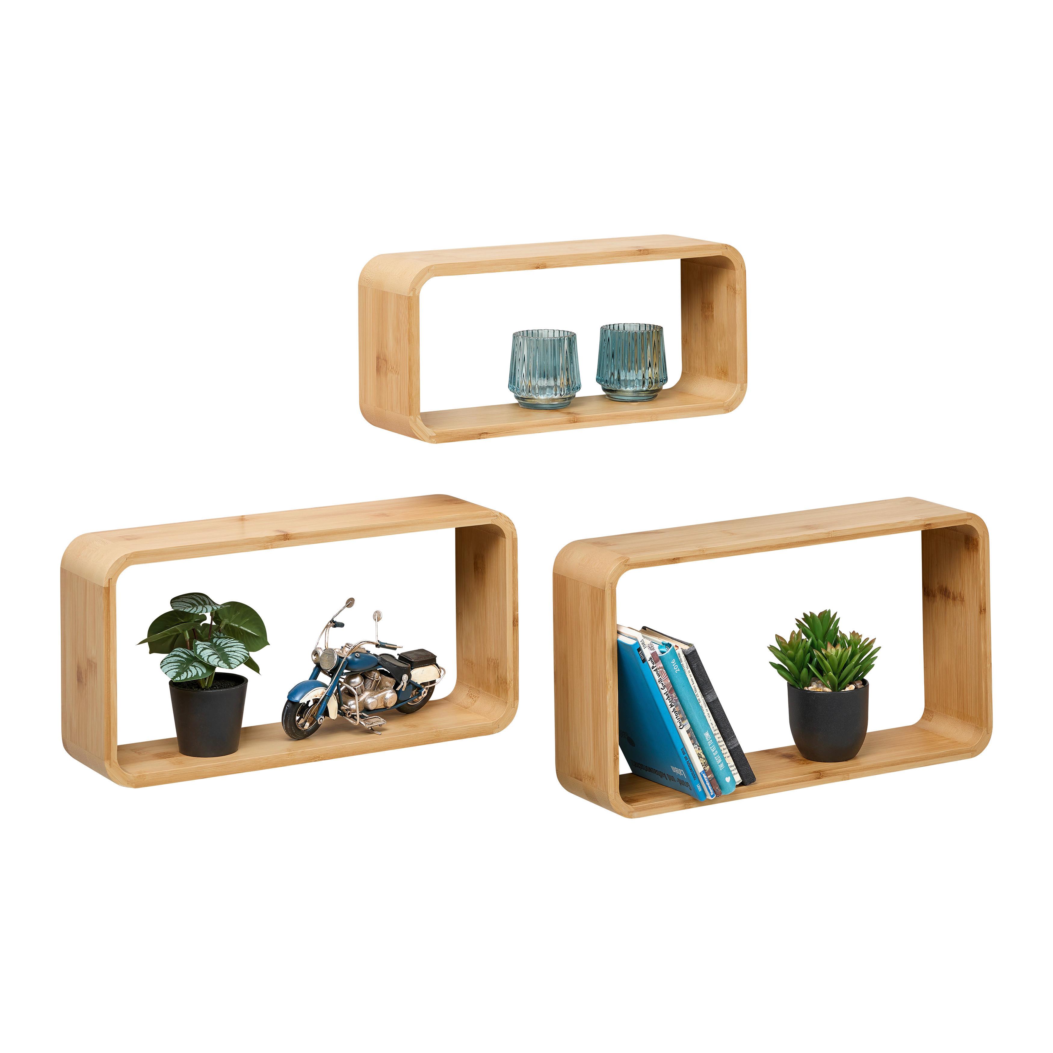 Boniie Set Zidnih Polica 3/1 - prirodne boje, Natur, prirodni materijali (44/40/36/40/40/61/24/20/61cm) - Based