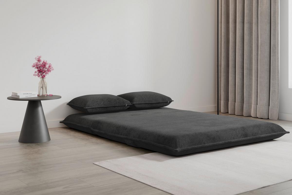 Schlafsofa Macy Bouclé Dunkelgrau - Dunkelgrau, MODERN, Textil/Metall (140/35/63cm) - Bessagi Home