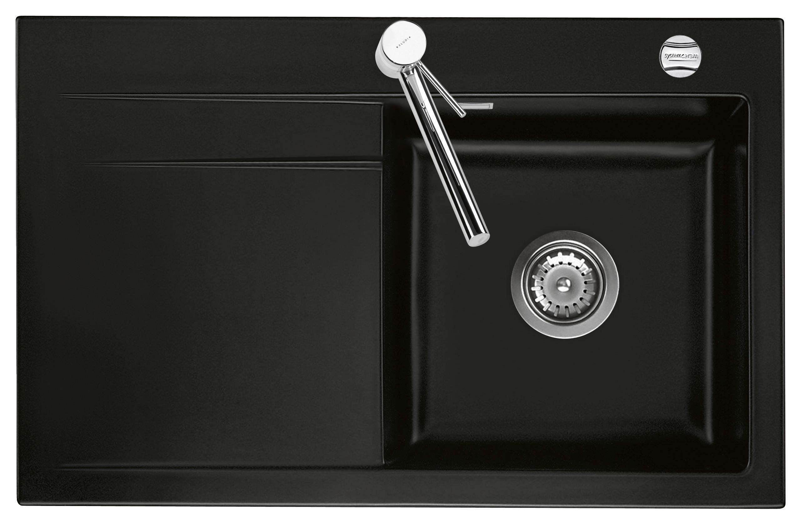 Spüle Stema80, Typ:50540287 Nigra re - Schwarz, Keramik (80/51cm) - Systemceram