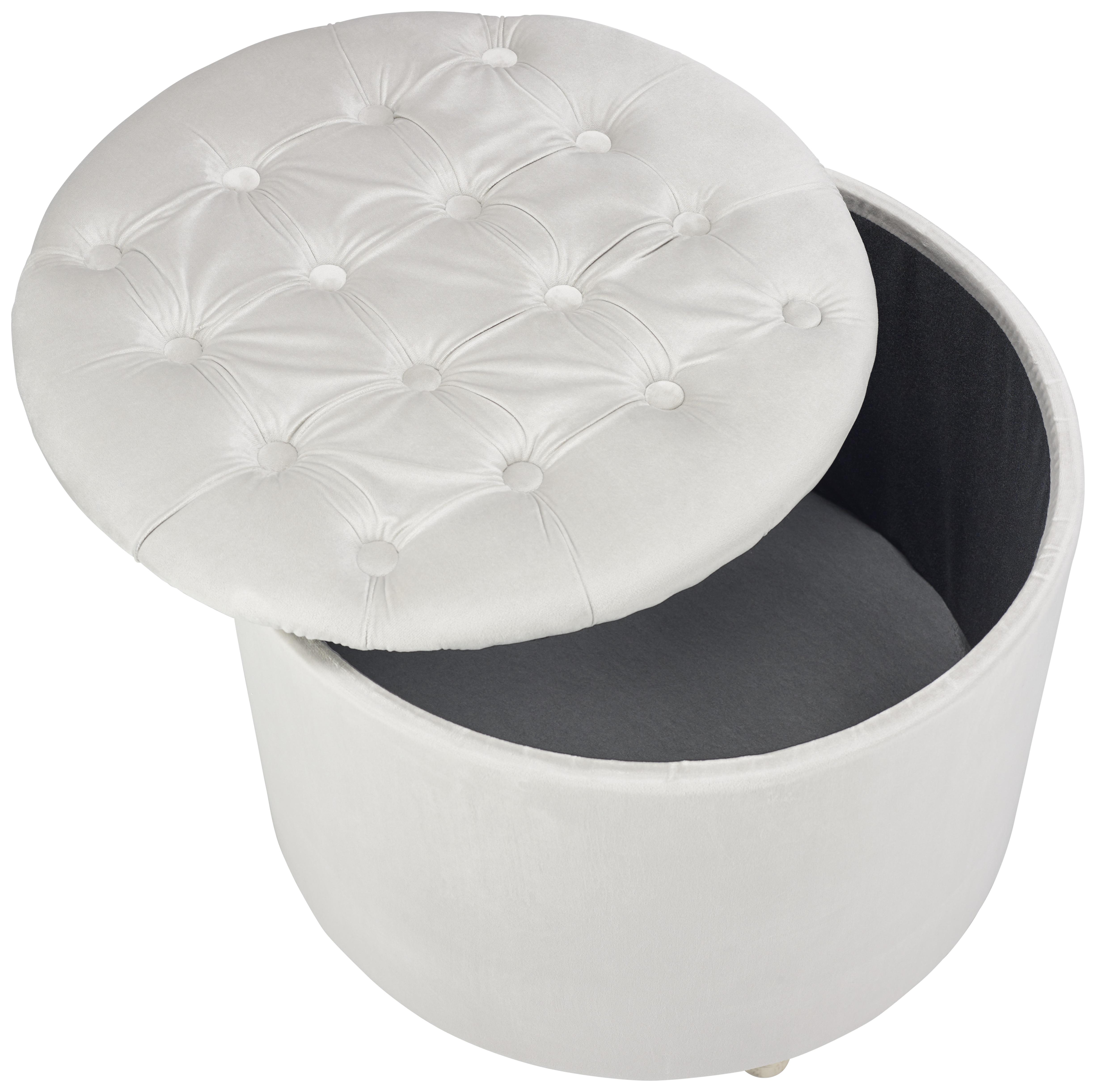 Hocker "Rosalie" inkl. Stauraum, champagner - Champagner, MODERN, Holz/Textil (50/50cm) - Bessagi Home