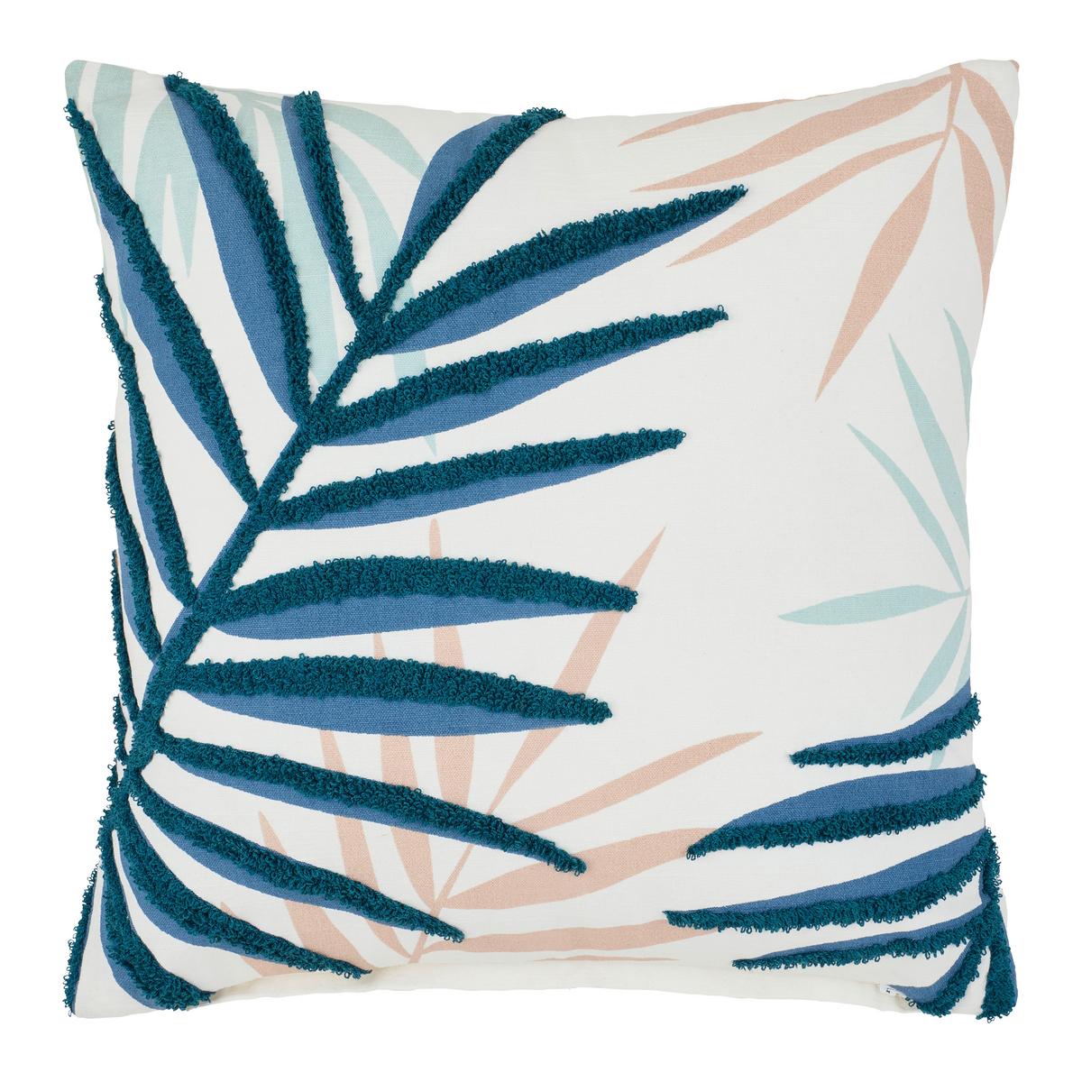 Zierkissen Blätter Blau/Beige ca. 45x45cm - Blau/Beige, KONVENTIONELL, Textil (45/45cm) - Mömax