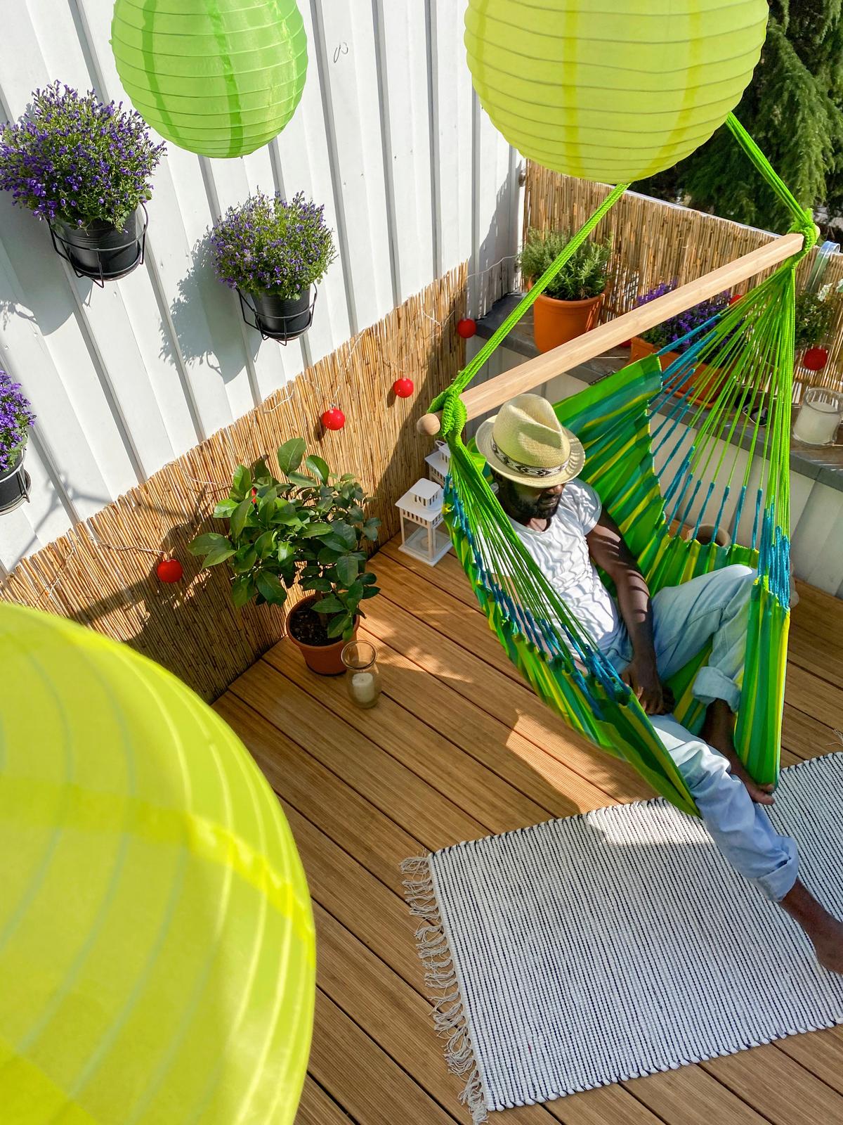 Hängesessel Comfort Hammock Echtholz Gelb/Grün - Gelb/Hellgrün, KONVENTIONELL, Holz/Textil (110/160/180cm) - La Siesta
