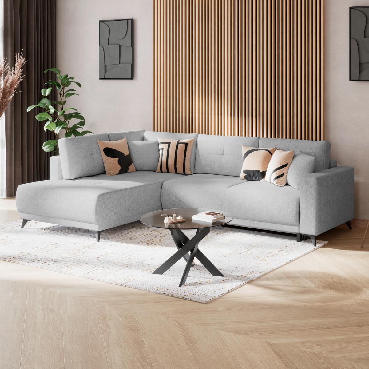 Kutna Garnitura Texas - siva/crna, Konvencionalno, drvo (203/259cm)